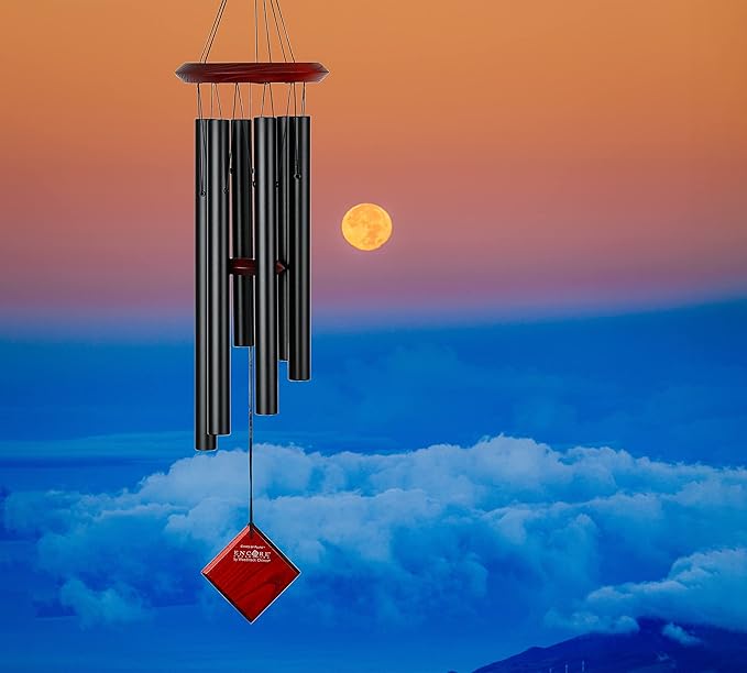 Woodstock Chimes Pluto Wind Chime for Outside 27" Black Small, Light Airy Sound for Outdoor Garden, Patio, Porch Decor, Encore Collection DCK27