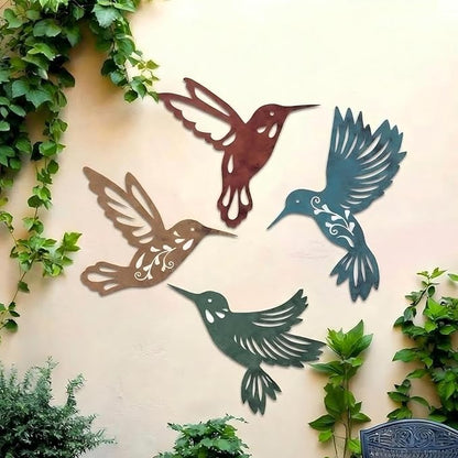 Teling 4 Pcs Metal Hummingbird Wall Art Metal Dragonfly Wall Decor for Modern Farmhouse Rustic Home Living Room Bedroom Kitchen Patio Indoor Outdoor Decor(Hummingbird)