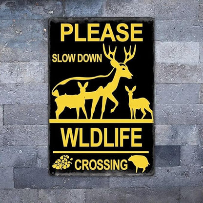 Generic Wildlife Crossing Sign for Yard Garage, Please Slow Down Wall Sign 12"" x 16"" Safety Sign Aluminum Weather-Proof Outdoor Sign for Street Neighborhood Driveway