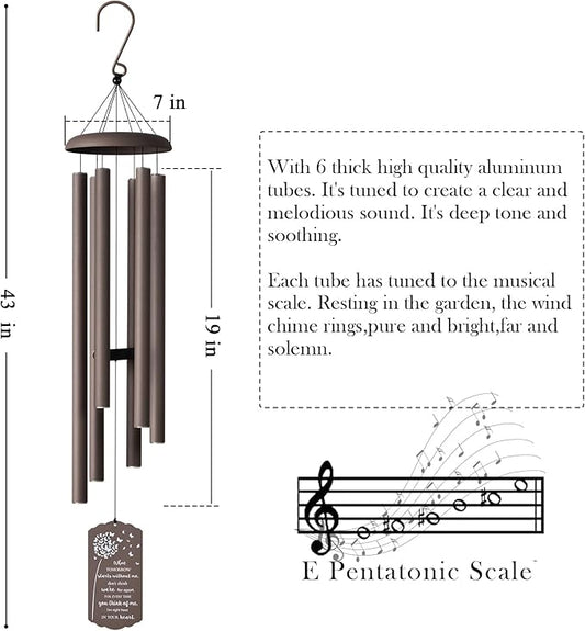43" Large Wind Chimes for Outside Deep Tone, Memorial Wind Chimes for Loss of Loved one, Bereavement Sympathy Gifts in Memory of a Loved one, Outdoor Decor for Garden,Yard,Lawn & Patio