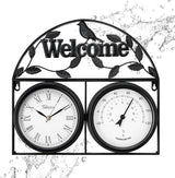 17Inch Large Outdoor Clock,Waterproof Wall Clock with Thermometer,Weatherproof Non-Ticking Quartz Battery Operated Decor Clock for Patio,Garden,Pool,Porch,House Warming Gifts