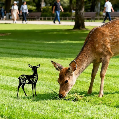WADORN Deer Metal Outdoor Statues Silhouette, Reindeer Metal Decorative Garden Stakes Funny Animal Flower Silhouette Outdoor Stakes Decor for Garden Hugger Backyard Patio Lawn Art Outdoor Decor