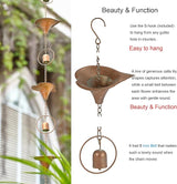 Metal Calla Lilies and Bells Rain Chain for Outside, Functional and Decorative Replacement Downspout Chain for Heavy Rain, Rain Catcher Chain for Gutters, 8.5FT, Patina Golden