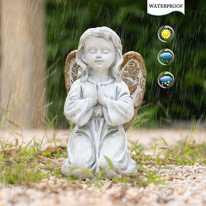 Rezpuao Outdoor Decor - Angel Statue, Solar Powered, Praying Angel for Patio, Lawn, Porch