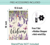 Baccessor Spring Summer Flower Garden Flag Lavender Butterfly Floral Welcome Small Yard Burlap Double Sided Vertical Seasonal Farmhouse Wedding Yard Outdoor Decoration 12.5x18 Inch