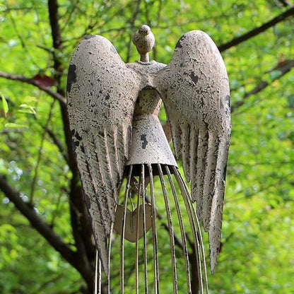 Angel Garden Statue Outdoor Antique Metal Yard Art Decor Lawn Patio Decorations Garden Trellis for Climbing Plants Potted Vines Ivy Roses (32" H)