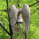 E-view Antique Metal Angel Garden Statue - Weather Resistant Indoor Outdoor Sculptures Yard Lawn Patio Art Decor Guardian Angel for Mother 32" H