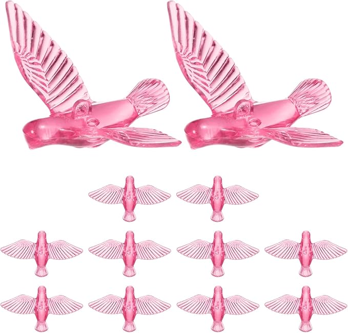 M METERXITY 12-Pack Wind Chime Pendants, 4.3cm Acrylic Peace Dove Shape DIY Wind Chime Parts Supplies for Craft Projects/Custom Home Garden Outdoor Hanging Decorations [Pink]