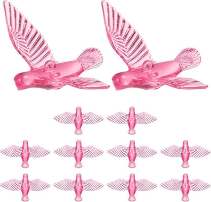 M METERXITY 12-Pack Wind Chime Pendants, 4.3cm Acrylic Peace Dove Shape DIY Wind Chime Parts Supplies for Craft Projects/Custom Home Garden Outdoor Hanging Decorations [Pink]