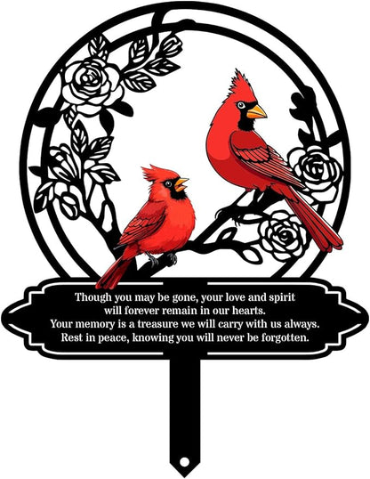 Personalized Cemetery Memorial Metal Stakes, Cardinals Memorial Grave Markers,Graden Decorations for Loss of Mother Father, Outdoor Sympathy Decor Gift