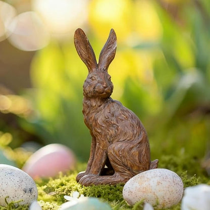 DiliComing Outdoor Rabbit Garden Statue - 12 Inch Large Easter Bunny Decor Brown Resin Animal Sculpture for Home Lawn Yard Decorations Womens Gifts