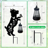 Solar Lights Outdoor Pathway,2 Pack Metal Yorkie Decor with Solar Lantern Garden Stakes,Outside Decorations for Yard,Lawn,Patio,Perfect Dog Gifts for Women