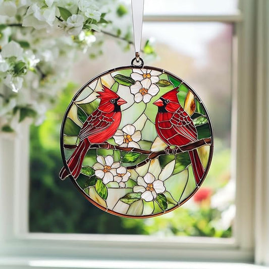 Red Cardinal Acrylic Suncatcher Window Hanging Bird Ornament Decor Personalized Gifts Suncatchers for Windows Indoor Decorations Outdoor Holiday