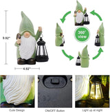 Gnome Statue with Solar Lantern - Gnomes Decorations for Yard Garden Decor - Unique Gifts for Women,Mom
