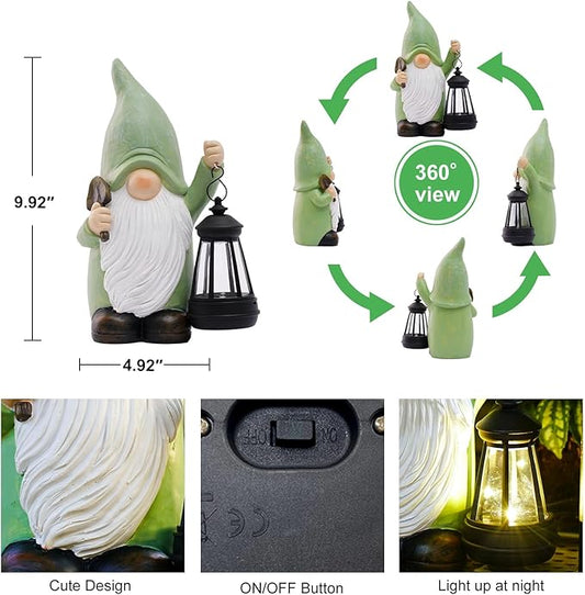 Gnome Statue with Solar Lantern - Gnomes Decorations for Yard Garden Decor - Unique Gifts for Women,Mom