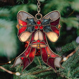 Winter Scarf Knot Mistletoe Acrylic Suncatcher Stained Glass Effect Window Car Hanging Christmas Ornament Indoor Outdoor Decor Garden Sun Catcher Panel for Women Mom Grandma