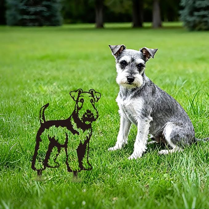 WADORN Terrier Dog Metal Decorative Garden Stakes, Black Terrier Dog Outdoor Statues Silhouette Funny Dogs Lover Gifts Stakes Silhouette Ornaments for Yard Art Garden Patio Backyard Lawn Decors