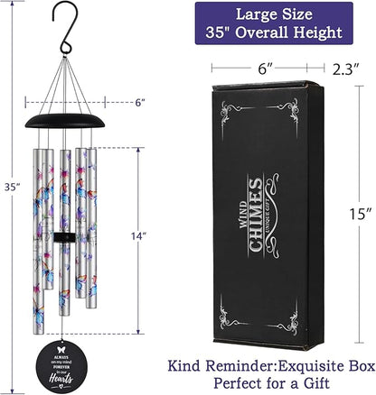 Butterfly Watercolor Memorial Wind Chimes for Loss of Loved One Mother Father,Memorial Sympathy Gifts Baskets & Funeral Bereavement Gift idea,Wind Chimes for Outside in Memory of a Loved One Mom