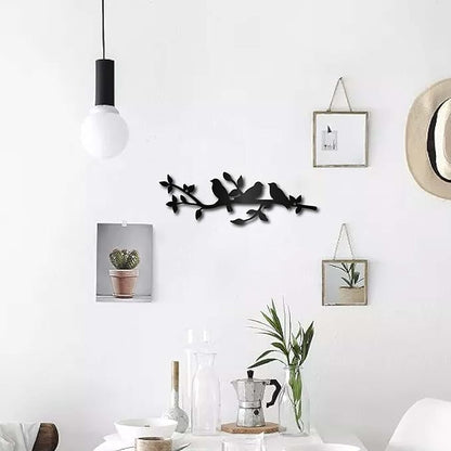 CREATCABIN Bird Metal Wall Art Birds on Branch Vine Olive Wall Hanging Sculpture Home Decor Sign Ornaments for Home Garden Living Room Indoor Bedroom Outdoor Decor 11.8x3.9Inch