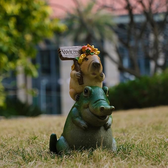 Zayton Garden Outdoor Capibara Statues Yard Resin Decoration Gift Handmade Housewarming Gift for Patio Yard Lawn Waterproof Cracking