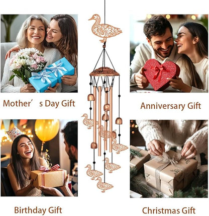 ORIGACH Duck Wind Chimes, Metal Wind Chimes for Outside, Decor for Lawn, Patio, Home, Garden, Large Animal Wind Chime Gifts for Birthday Family & Friends