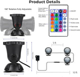 Pond Lights, LED Underwater RGB Color Changing Spotlight Dimmable IP68 Waterproof Submersible Fountain Lights Outdoor Landscape Spot Lights, 3 in Set