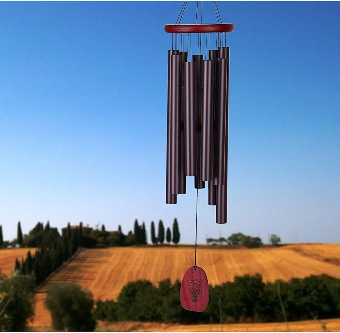 Woodstock Wind Chimes for Outside, Outdoor Decor for Your Patio and Front Porch, Garden Decor, (27") Chimes of Tuscany Purple/Burgundy Wind Chime Gifts (CTS)