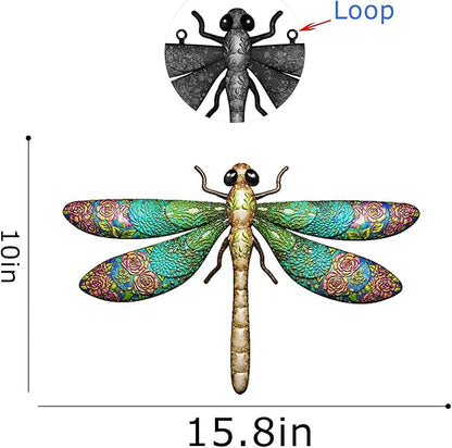 3pcs Metal Dragonfly Garden Art Decorations, Outdoor Hanging Wall Decor Sculptures for Home Garden Yard Patio Window