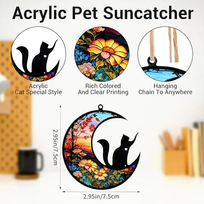 Cat Memorial Suncatcher Windows Memorial Ornament Pet Sympathy Gift for Loss of Cat Personalized Decorations Sun Catcher in Loving Memory for Loss Christmas Decor