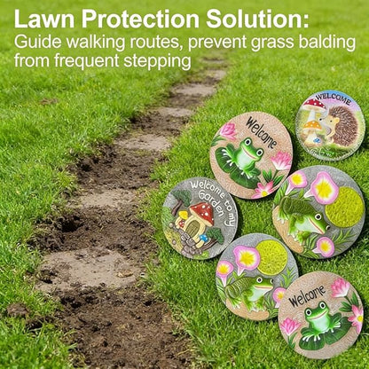 GZHERVICES Stepping Stone Ornaments for Courtyard Decor, Garden Landscape Stepping Stones and Lawn Walkway Pads, Decorative Garden Stones and Patio Path Pavers(Multi-Colored-E)