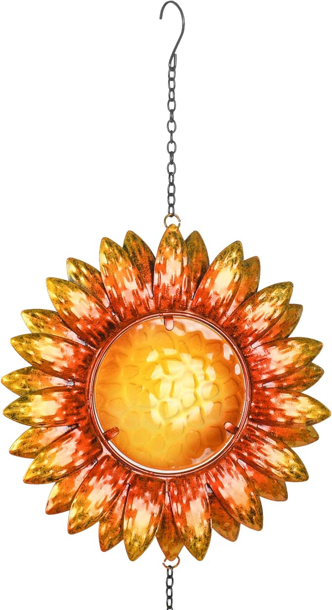 Sunset Vista Designs 14166 Hanging Decoration Garden Bell, Warm Orange and Golden Yellow with Amber 26.5 x 7.5