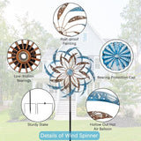 Stargarden Large Wind Spinners Outdoor, 23 Inch Kinetic Wind Spinner, Hollow-Out Metal Wind Sculptures & Spinners, Double-Side Windmill for Patio, Lawn, Garden Decor