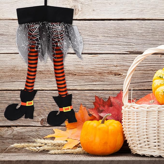 Happyyami 2Pcs Halloween Witch Legs Wicked Witch Legs with Shoes Stuffed Witch Halloween Decorations for Halloween Outdoor Indoor Decor (Random Color)