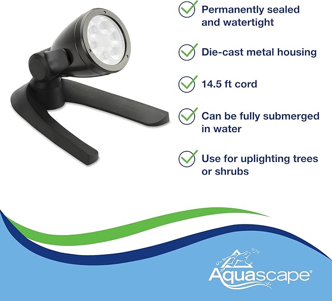 Aquascape LED Pond Garden Landscape Spotlight 6 Watt | Submersible | 12 Volt | 5 Year Limited Warranty