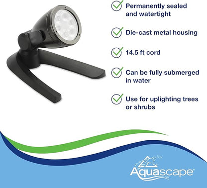 Aquascape LED Pond Garden Landscape Spotlight 6 Watt | Submersible | 12 Volt | 5 Year Limited Warranty