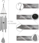 FSVGYY Wind-Chimes-Outdoor-Deep-Tone, Large Soothing Melodic Tones Windchimes, Wind Chimes for Outside, Memorial Wind Chime Best Gift for Mom Women Grandma Neighbors(32" Silver Coated Aluminum)