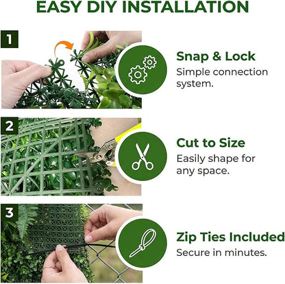 1PC 40"x 40" Artificial Grass for Wall, 3D Faux Boxwood Hedge Panels Green Wall Decor, Greenery Grass Wall Backdrop Panels for Indoor Outdoor Garden Backyard Ivy Privacy Fence Covering