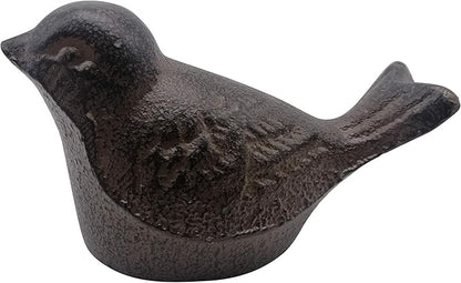 Comfy Hour 3.5" Heavy Duty Cast Iron Bird Figurine, Decorative Vintage Brown Sparrow Statue for Farmhouse Home Decor, Shelf, Mantel & Tiered Tray, Bird Lovers Gift, 1 pc