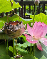 Lotus Rain Chain Cups for Outside, 5 Cups per Meter, Decorative Gutter Downspout Diverter Rain Catcher, Copper Exquisite Rain Chimes Easy Hanging,2.8m (9.2ft)