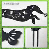 Set of 2 Metal Dog Garden Statues for Outside, Dachshund Metal Garden Decor for Outdoor,Yard,Lawn,Garden Stakes