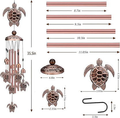 Choha Sea Turtle Wind Chimes for Outside, Metal Windchimes Outdoors Clearance, Memorial Wind chime with S Hook for Patio Garden Decor，Unique Gift for Mom Grandma