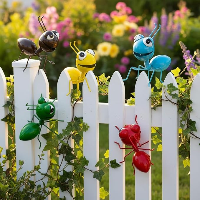Cruis Cuka Metal Yard Art Garden Decorative Cute Ant Outdoor Wall Sculptures - Set of 6
