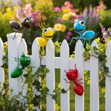 Cruis Cuka Metal Yard Art Garden Decorative Cute Ant Outdoor Wall Sculptures - Set of 6