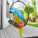 Parrot Decoration | Garden Sculpture Wall Decorations | Innovative Iron Ring Hanging Bird Statue-C