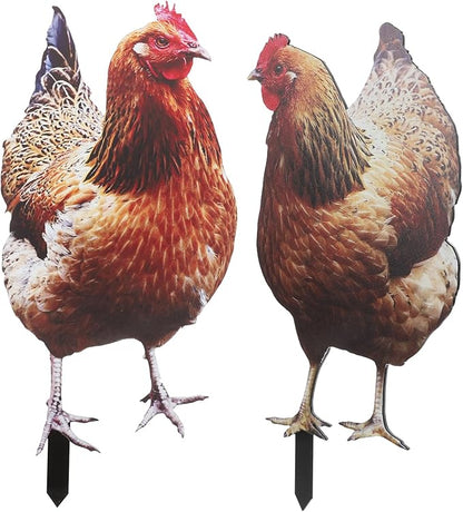 Happyyami 2Pcs Acrylic Chicken Yard Art - Decorative Hen Lawn Stakes for Garden Decoration, Outdoor Decor for Patio and Yard, Acrylic Flat Surface