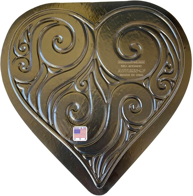 AUTUMN Ornamented Heart Stepping Stone Mold, Concrete Cement Mold, Stepping Stones for Garden Walkway, DIY Walkway Stepping Stones, Heart Statue for Garden, Heart Garden Decor Mold