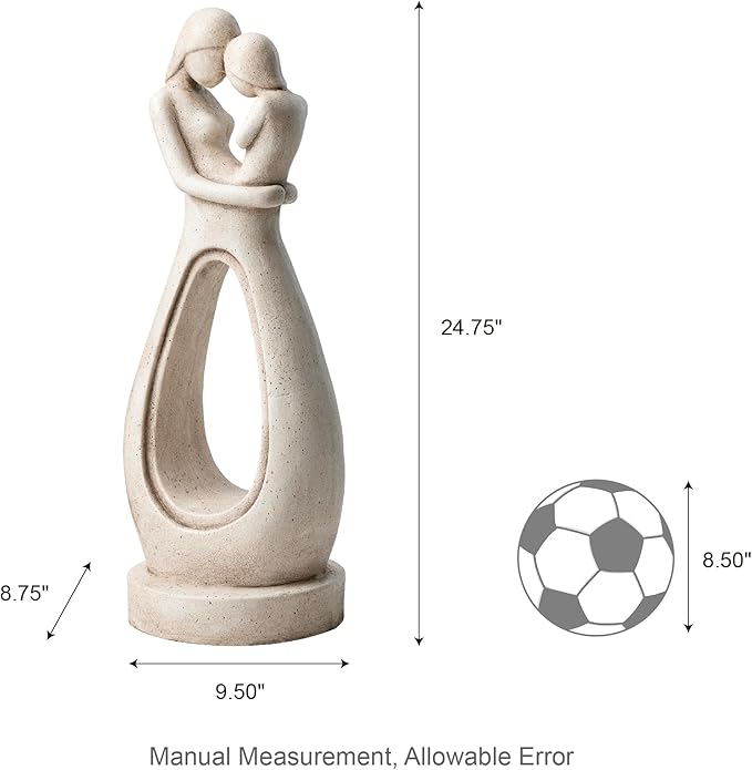 Glitzhome Modern Abstract Sculpture Hugging Mommy and Baby Garden Statue Indoor and Outdoor Decoration, 24.75" H