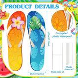 2 Pcs Summer Yard Signs Outdoor Lawn Decoration Summer Slippers Waterproof Courtyard Yard Decorations with Stake Garden Lawn Party Courtyard Decoration