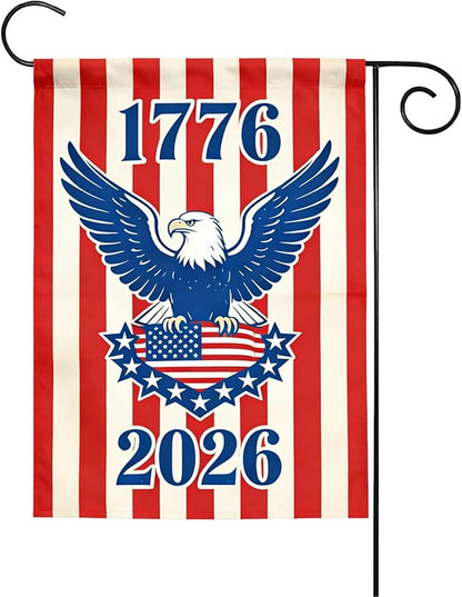 250th Anniversary Garden Flag, Independence Day Garden Flag for Outside, 4th of July Decorations, Patriotic Banner with Eagle and Stripe Design, 12x18 Inch Double-Sided Garden Flags