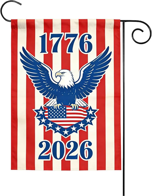 250th Anniversary Garden Flag, Independence Day Garden Flag for Outside, 4th of July Decorations, Patriotic Banner with Eagle and Stripe Design, 12x18 Inch Double-Sided Garden Flags